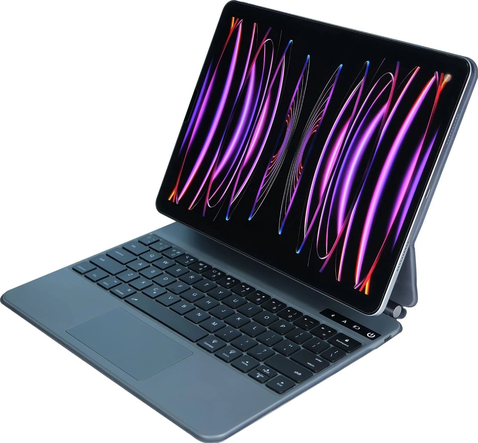 11-inch magnetic Bluetooth keyboard case for iPad in black, white, pink, purple, and blue colour options.