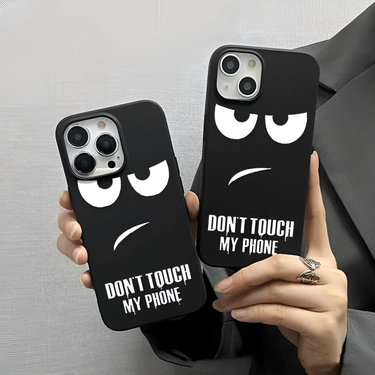 Matte black TPU phone case for iPhone, simple back cover design, compatible with multiple iPhone models.