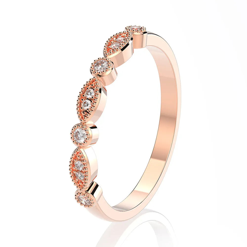 925 silver couple hipster suit ring with geometry design and zircon in rose gold