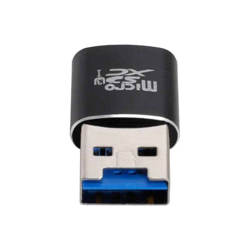 Black USB 3.0 memory card reader for SD, SDHC, and SDXC cards with UHS-I support