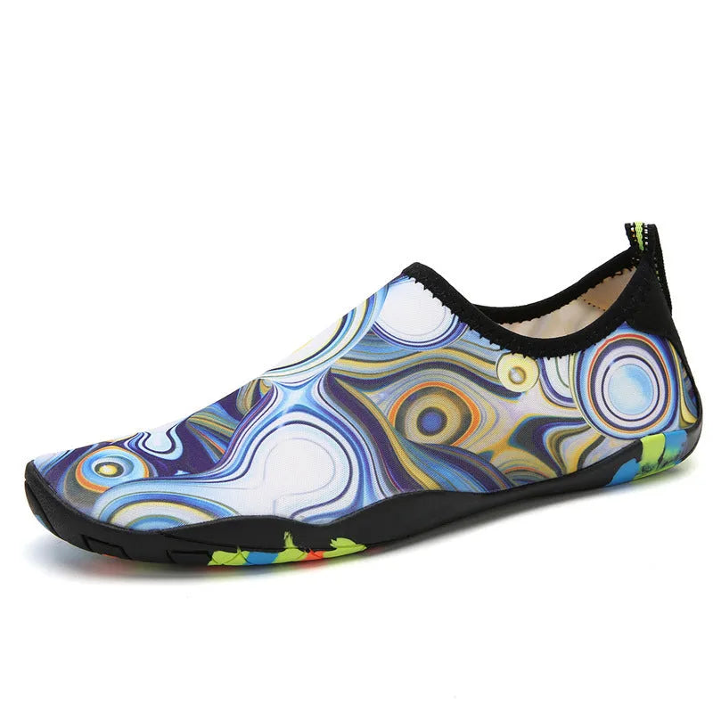 Lycra elastic fabric beach wading shoes with EVA midsole in multiple colour options