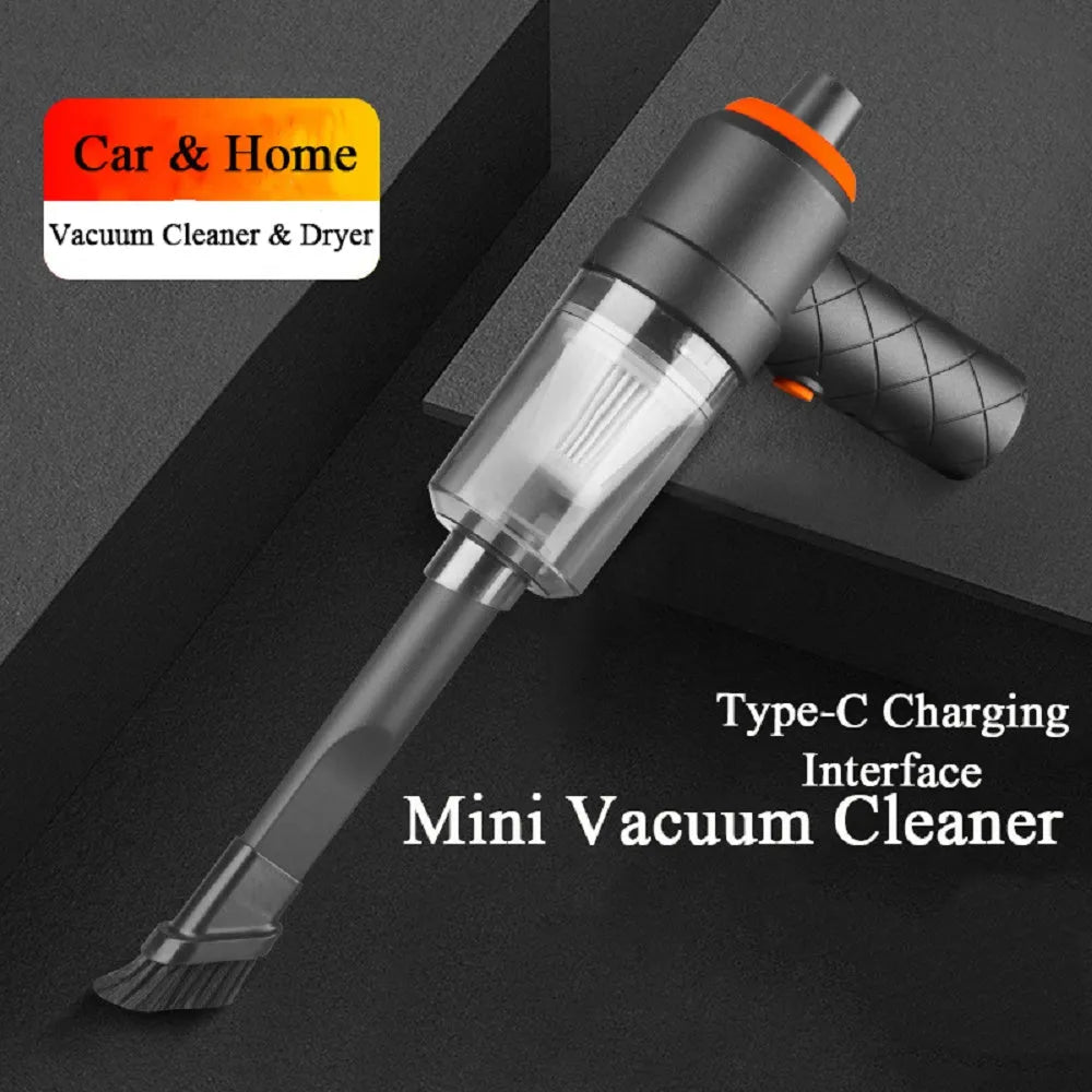 Mini car vacuum cleaner wireless strong suction black handheld for car interior cleaning