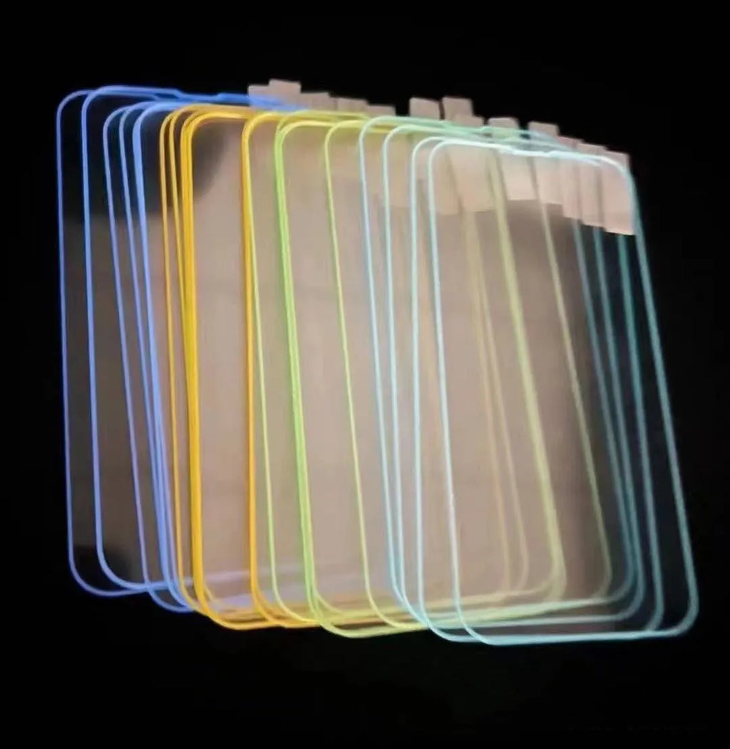 Fluorescent tempered glass screen protector for iPhone with luminous glow in five colour options