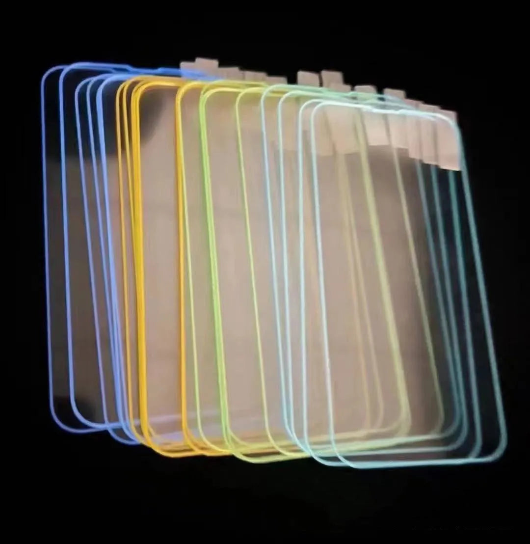 Fluorescent tempered glass screen protector for iPhone with luminous glow in five colour options