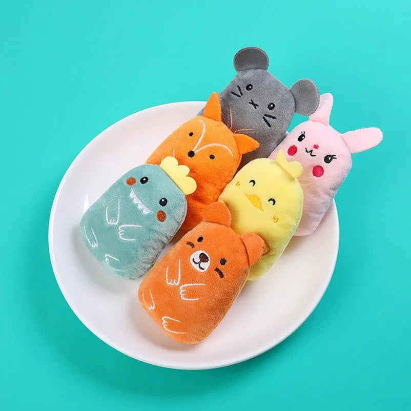 Plush catnip toys for chewing with vocal function in multiple colours