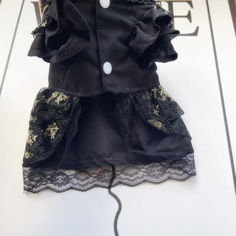Golden gothic princess skirt pet clothing for small dogs and cats with polyester construction