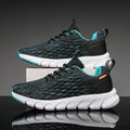 Men's casual sports flying knit single shoe in blue, black, grey or black and white, sizes 39-44