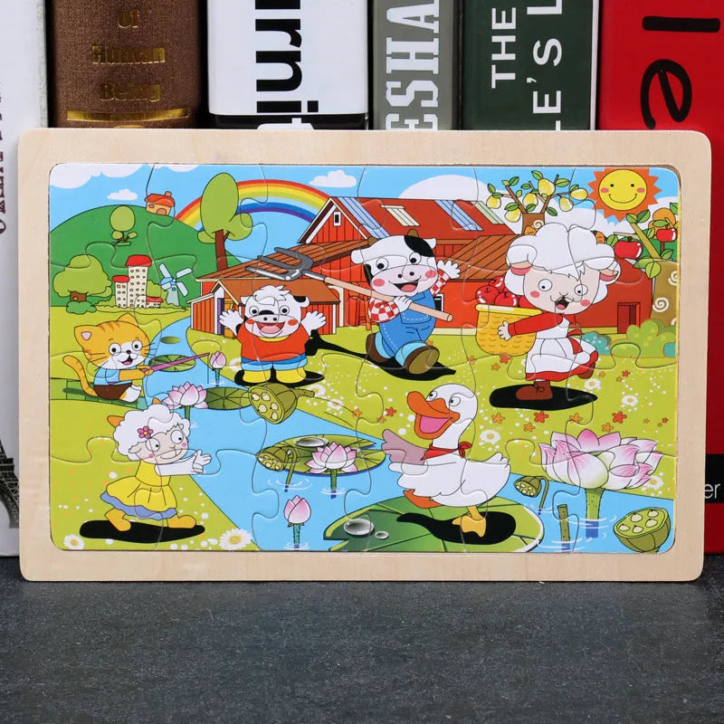 80 piece wooden animal jigsaw puzzle in iron box with non-toxic paint for children aged 3+