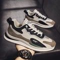 Men's fleece sports casual shoes in beige with PU and cloth upper and colour matching detail