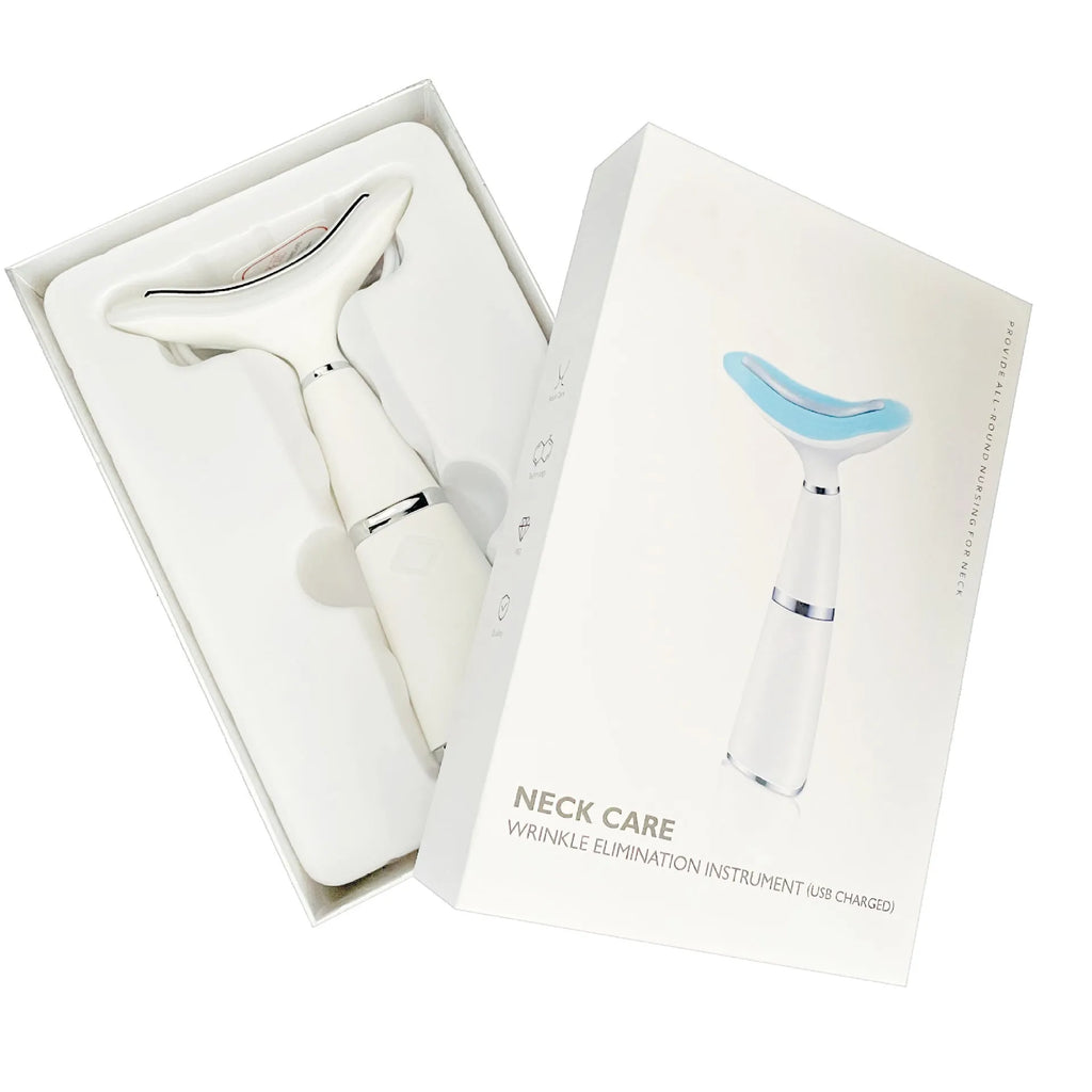 Beauty Importer white neck massager with colour light massage and USB charging