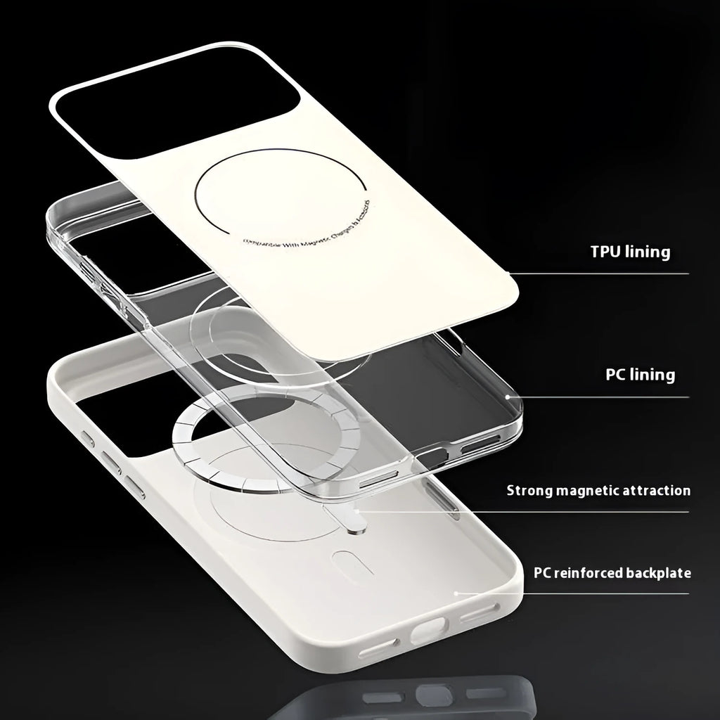 iPhone 17 protective case with frosted matte finish and MagSafe magnetic compatibility in black colour