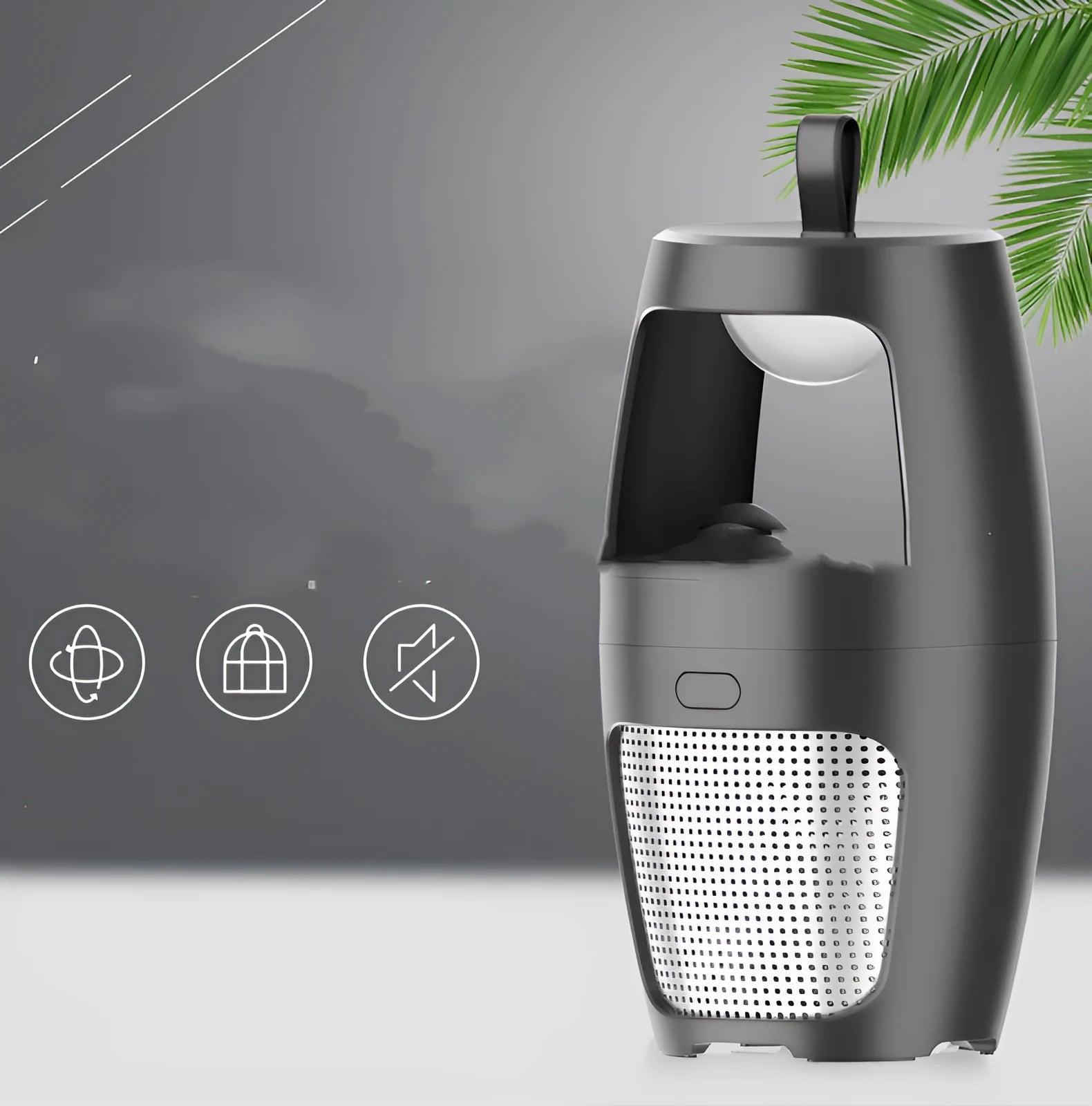 Indoor mosquito killer lamp in black or white with USB charging port and compact 115mm design