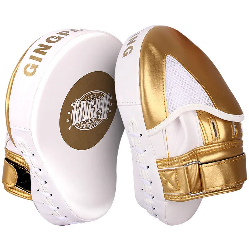Vertical boxing sanda baffle target in gold colour with PU leather construction