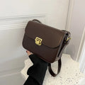 A small horizontal square one-shoulder bag in soft PU material, shown in one of five colours: black, milky white, khaki, dark brown, or coffee.