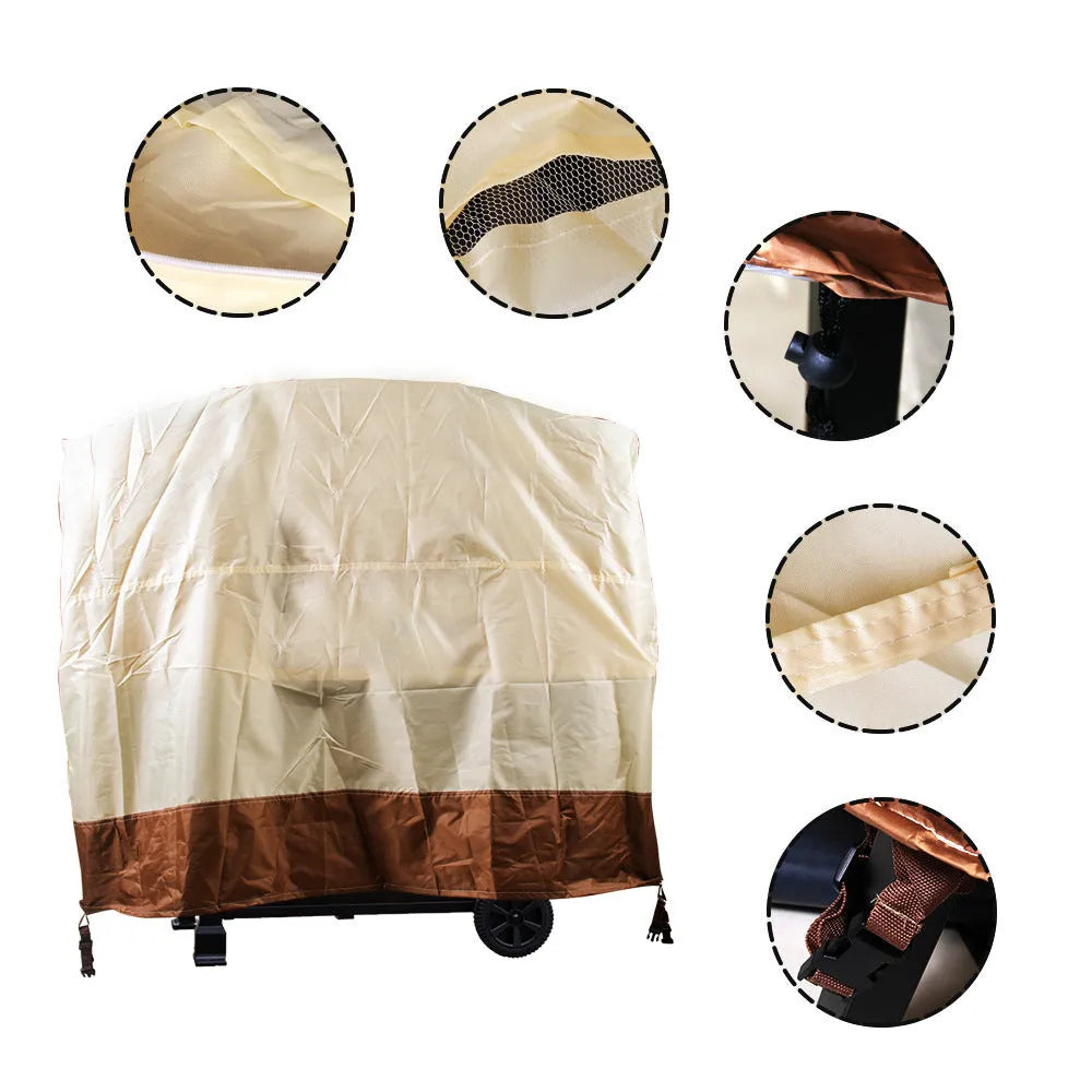 Beige polyester outdoor barbecue cover with a minimalist Nordic design, shown folded.