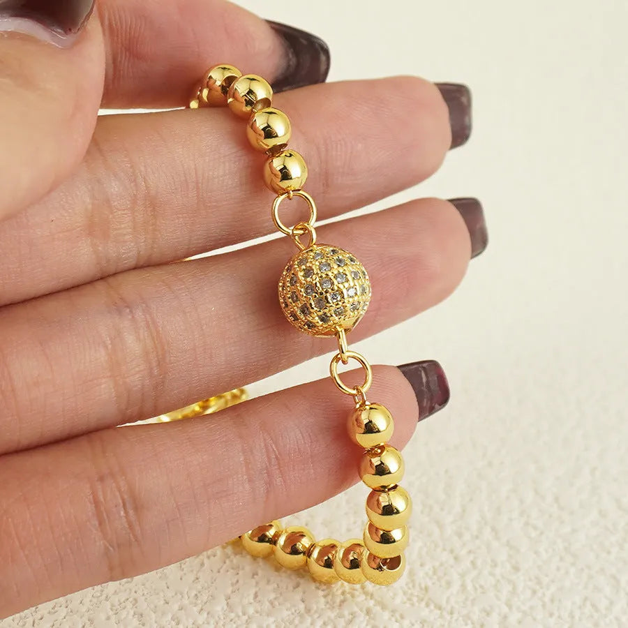 Copper Arabic bracelet with zircon stones and heart shape design for women's fashion jewellery