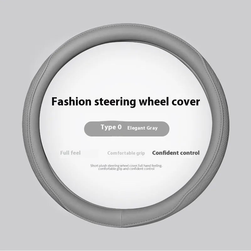 Leather steering wheel cover in navy blue for 38cm car steering wheel