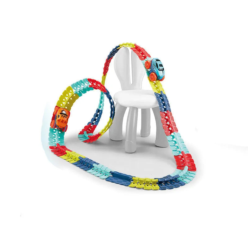 DIY plastic track assembly set for climbing electric car lights toy in multiple pack sizes