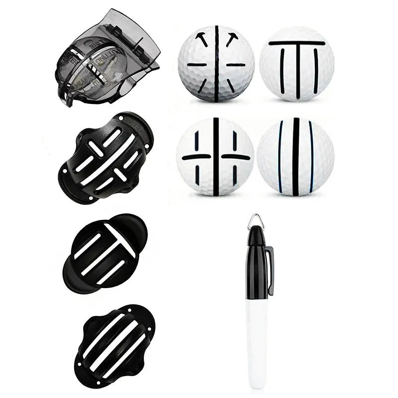 Golf scriber putter alignment tool kit with plastic scribers and drawing pens for outdoor practice