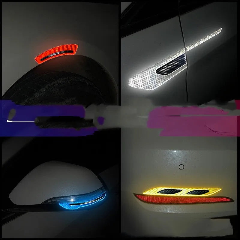 Blue and yellow reflective bumper safety tape strips for car wheel arches measuring 17mm wide