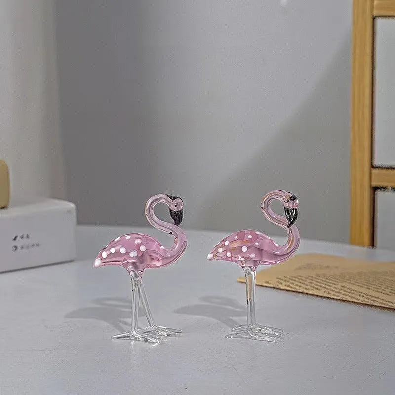 Pink crystal flamingo decorative craft for table display with modern simplicity style