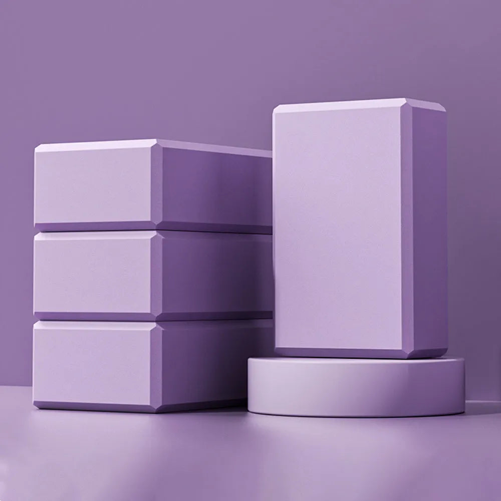 High density EVA yoga block with hexagonal ridges in solid colour for gym training and balance exercises