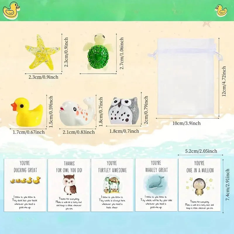 Set of durable resin greeting cards featuring pun designs, arranged showing multiple card quantities.