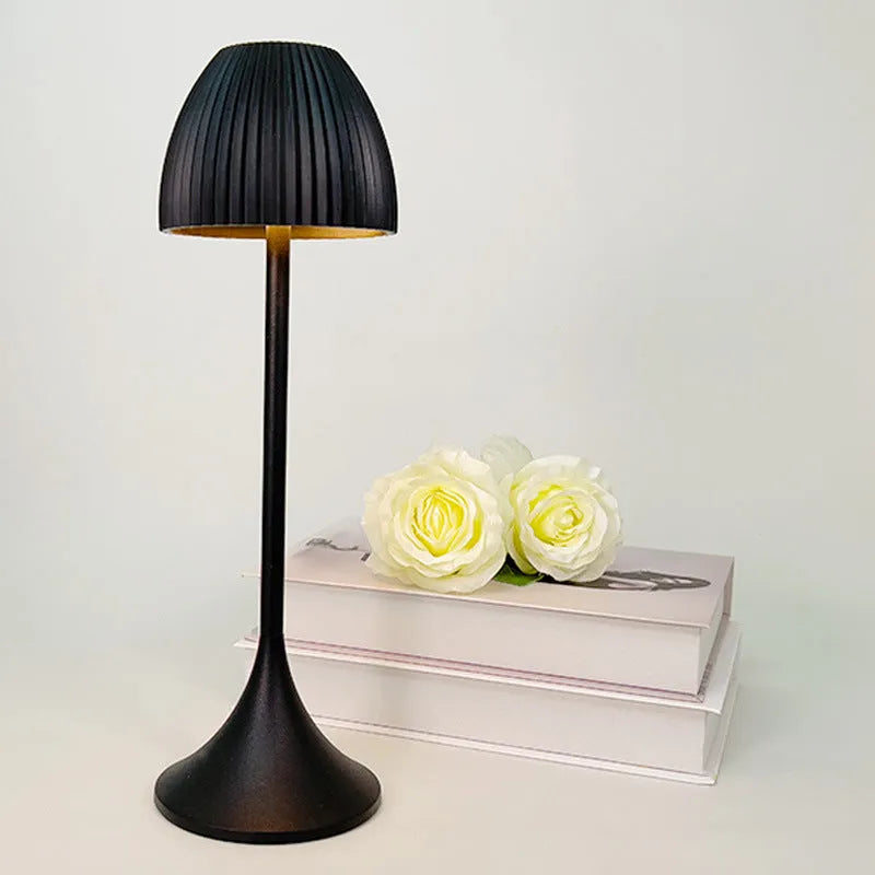 Modern small night lamp with dimming control in black or white thin round base options