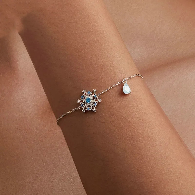 Snowflake S925 sterling silver ice flower bracelet for women, electroplated, colour SCB263