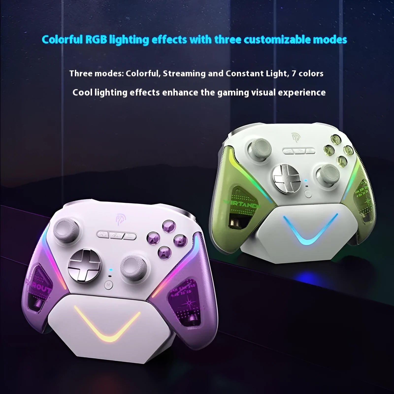 Rocker Smart game controller charging base in black, showing USB Type-C port and dual charging contacts.