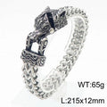 Reversible chain bracelet for men with wolf head and snake head in titanium steel, 20cm 22cm 24cm