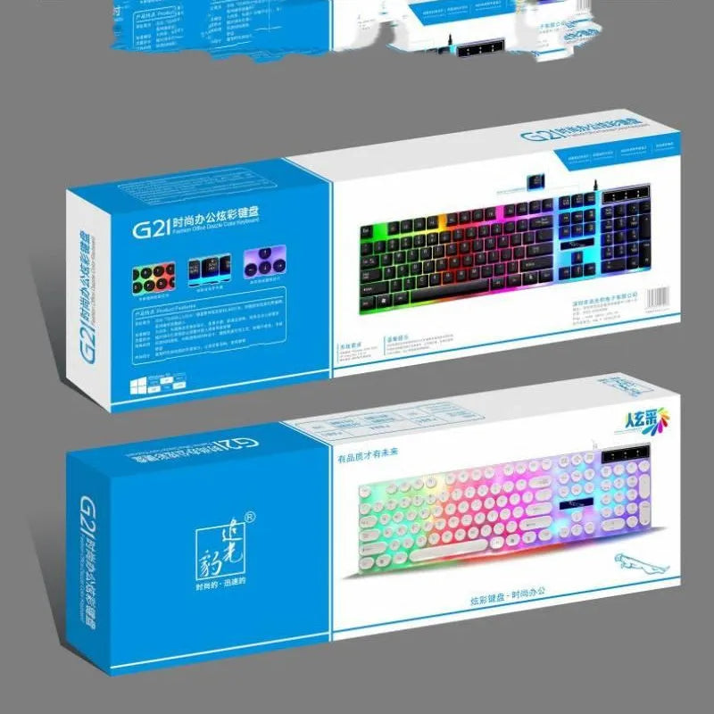 White waterproof mechanical gaming keyboard with RGB backlight and 104 keys