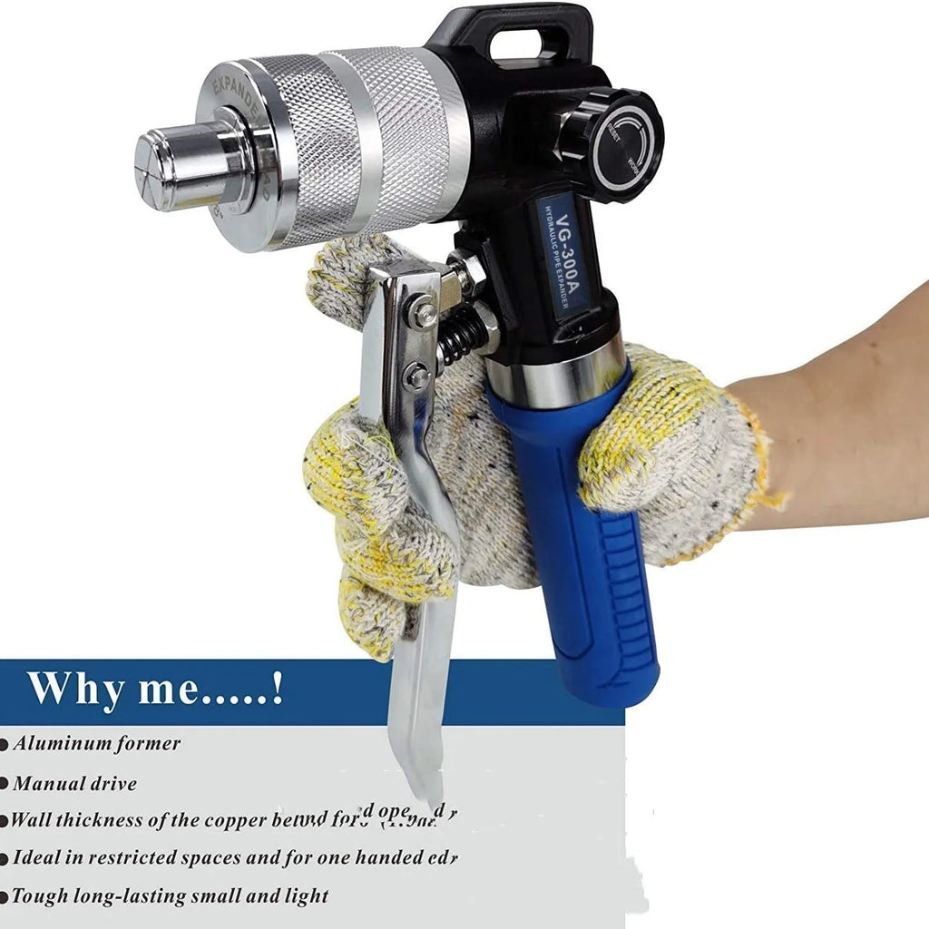 VG-300 style hydraulic tube expansion tool for refrigeration systems made from alloy steel.