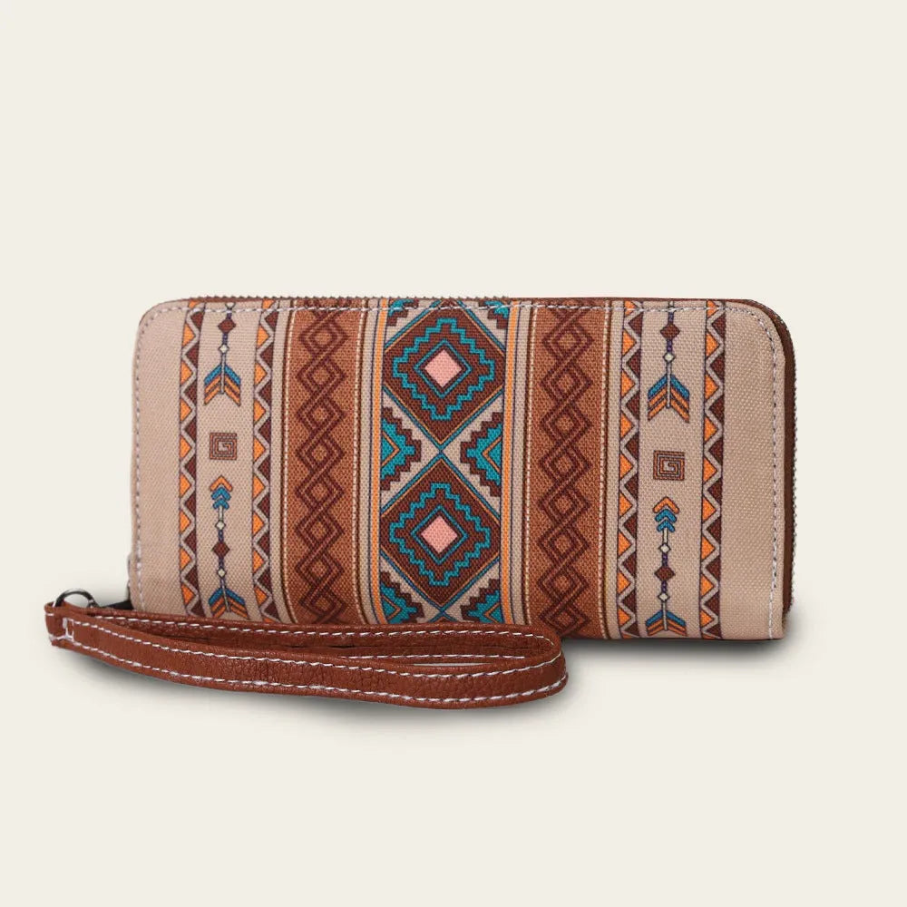 Bohemian striped canvas RFID wallet with anti-theft card protection in multiple colour options