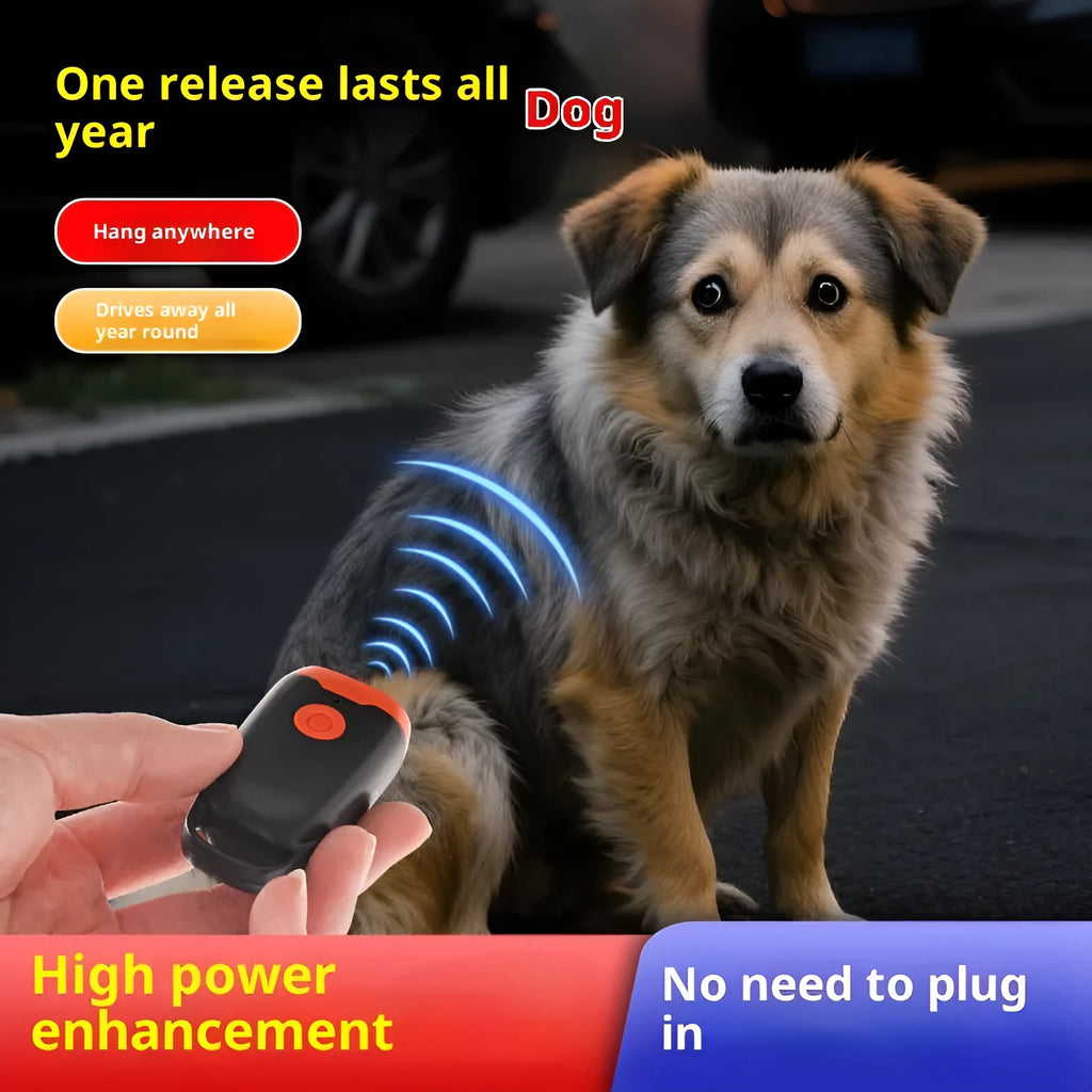 Mini ultrasonic dog dispeller in black and orange, 3x2x6cm ABS plastic portable bark stopper