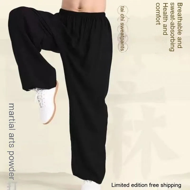 Children's black high elasticity Sanda martial arts practice pants made from Lycra.