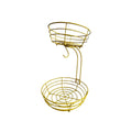Black and gold wrought iron double-layer fruit and vegetable storage basket