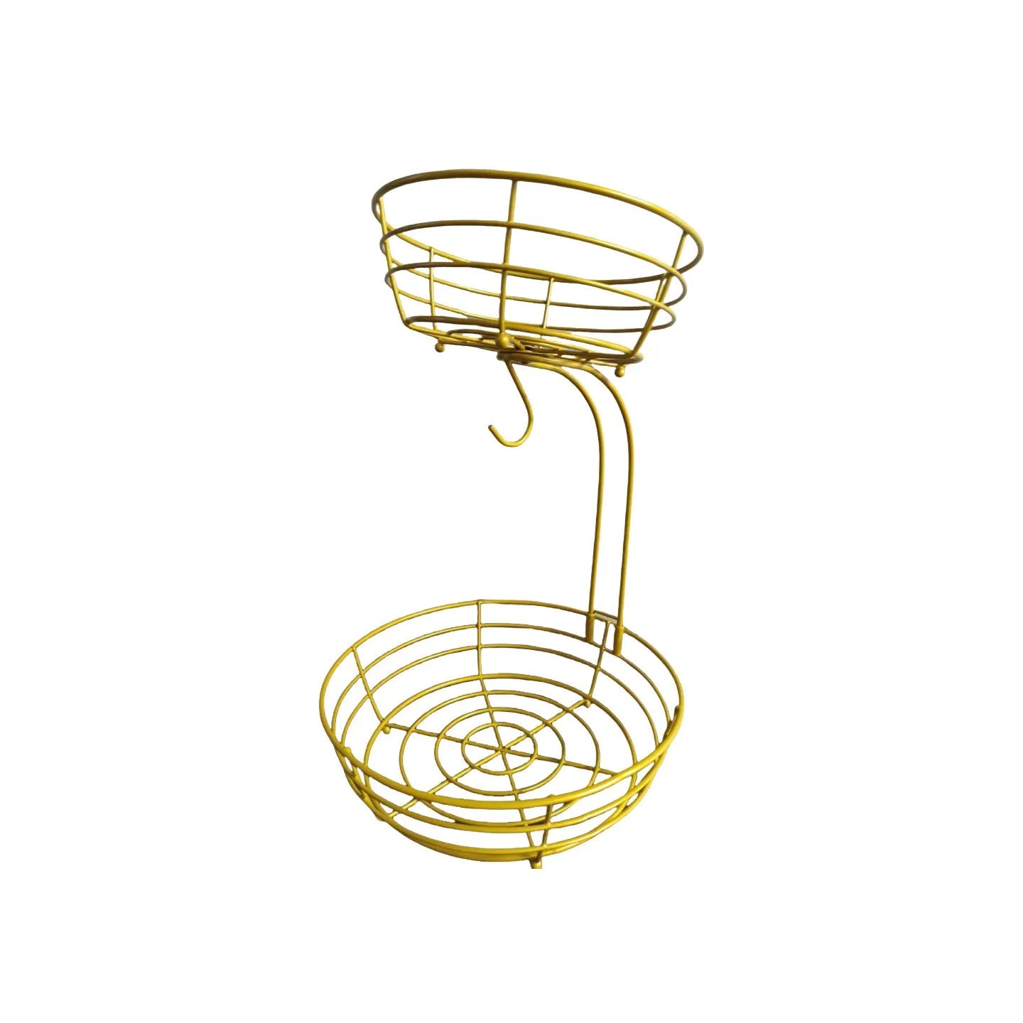 Black and gold wrought iron double-layer fruit and vegetable storage basket