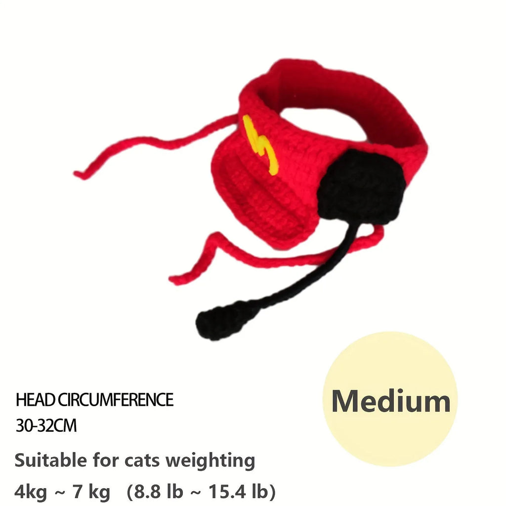 Handmade chef hat and cotton knitted sweater set for a cat or small dog birthday costume.