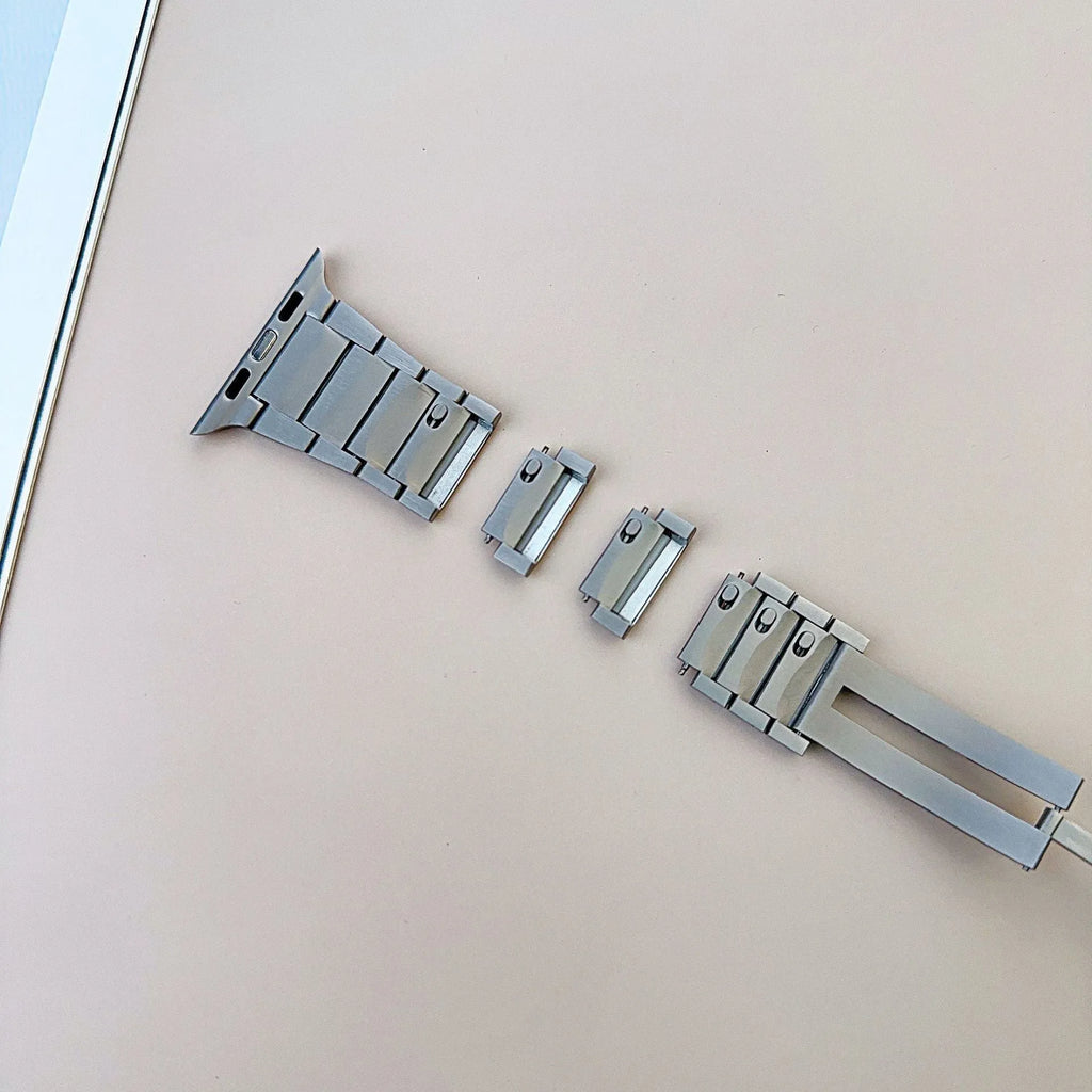 Metal side split stainless steel watch band for Apple Watch, 22mm width, titanium colour, with business style finish