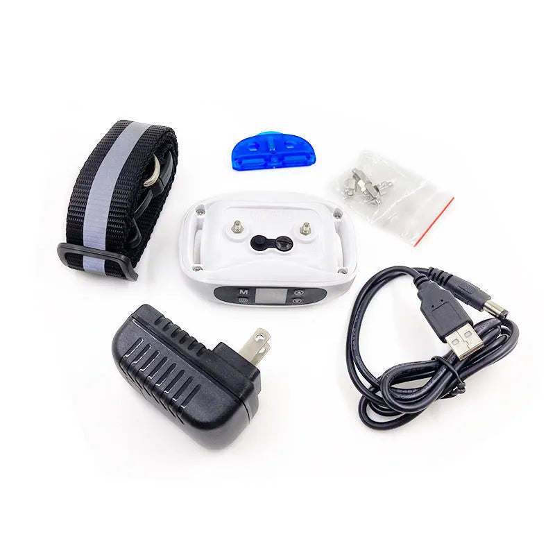 Electronic dog trainer bark stopper GPS wireless plastic black with nylon strap