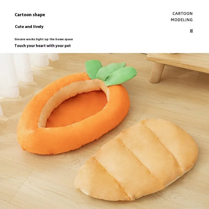 Double-sided pet mattress with removable carrot cartoon design cloth cover