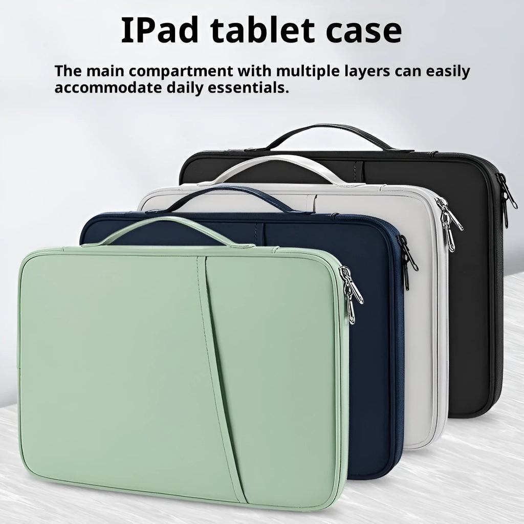Nylon waterproof tablet bag liner storage bag in solid colour with chain detail