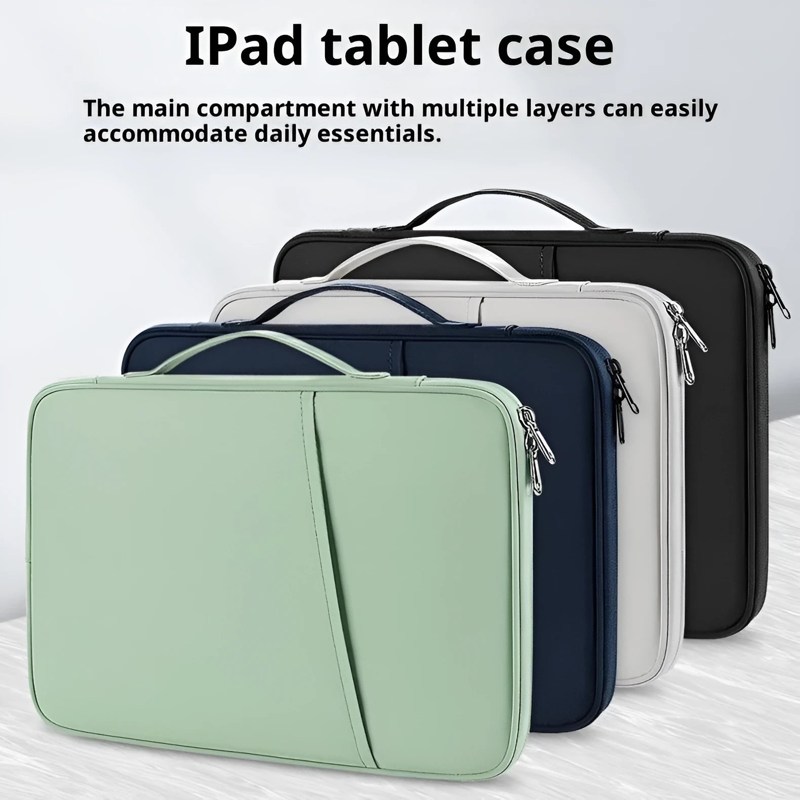 Nylon waterproof tablet bag liner storage bag in solid colour with chain detail