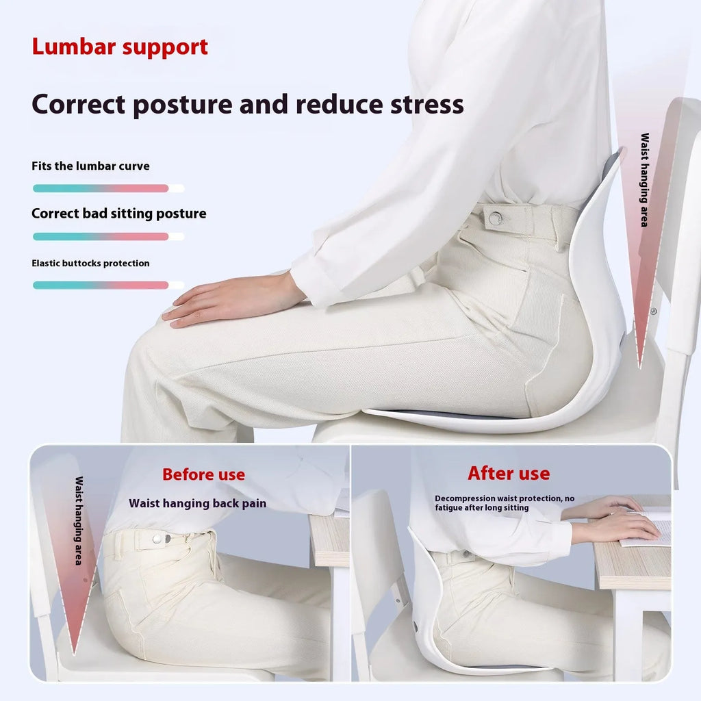Grey lumbar support cushion with PE polyethylene construction and sponge filler for office chairs