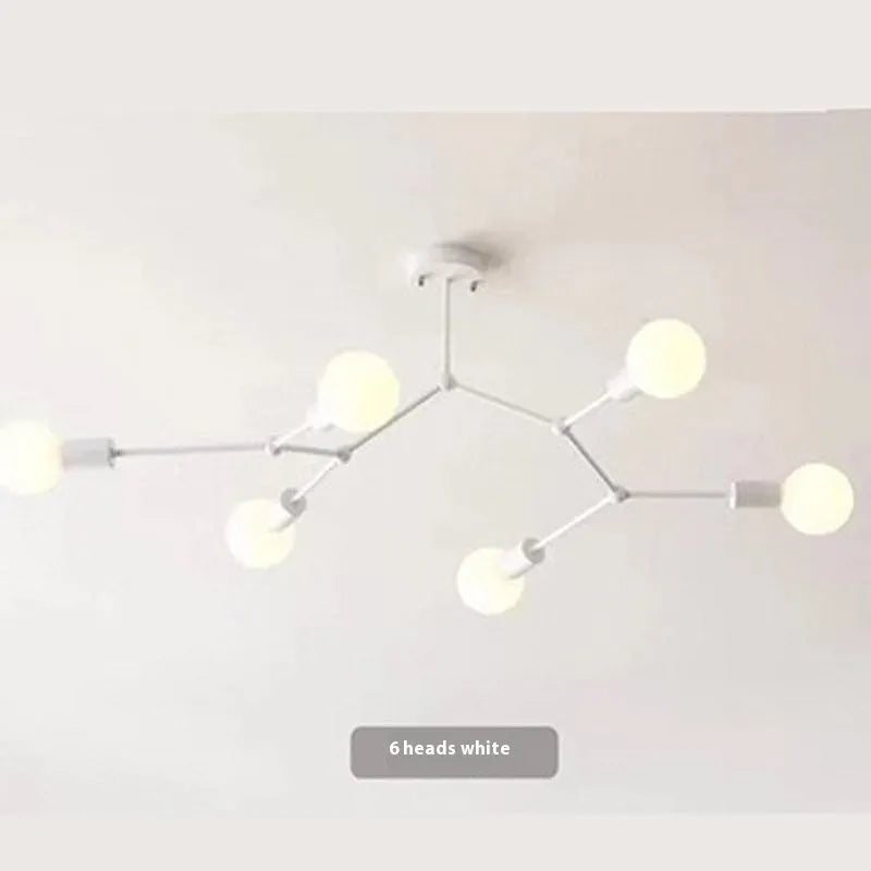 Iron chandelier ceiling lamp in Nordic style with multiple light heads