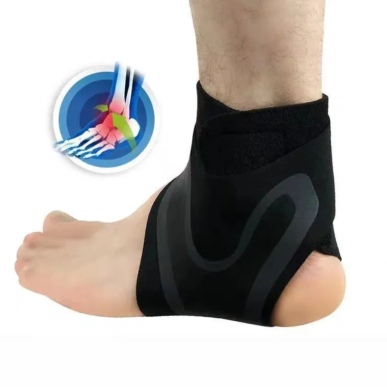 Ankle support protective cover for sports, shown in left and right foot specific sizes.