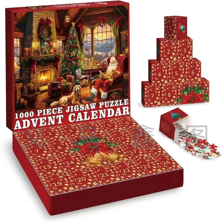 Children's Santa Claus 1000 piece paper puzzle toy in colour box packaging for teenagers