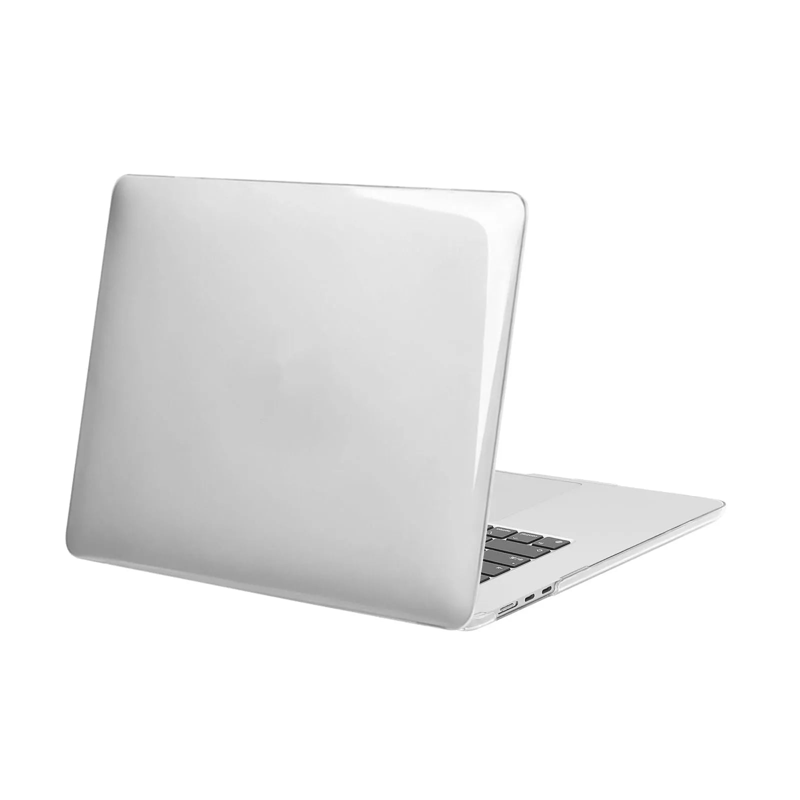 Transparent plastic hard shell case for MacBook Air and Pro laptops in crystal clear finish