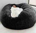 PVC velvet bean bag sofa cover in grey blue for three-seater, 180x90cm size